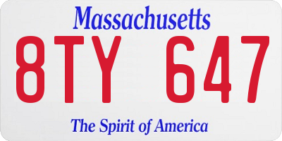 MA license plate 8TY647