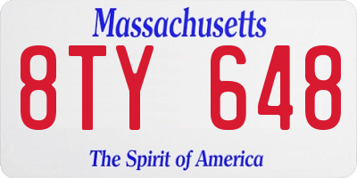 MA license plate 8TY648