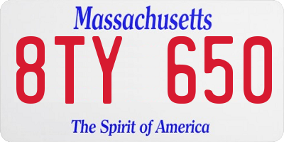 MA license plate 8TY650