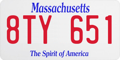 MA license plate 8TY651