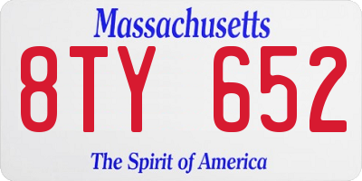 MA license plate 8TY652