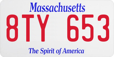 MA license plate 8TY653