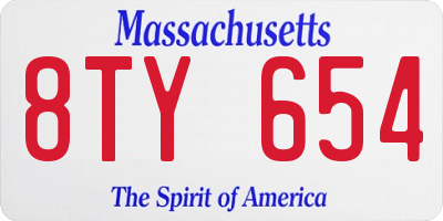 MA license plate 8TY654