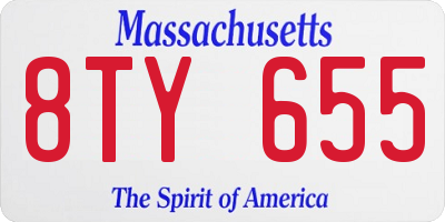 MA license plate 8TY655