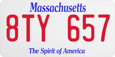 MA license plate 8TY657