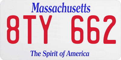 MA license plate 8TY662