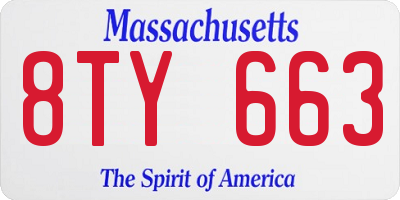 MA license plate 8TY663