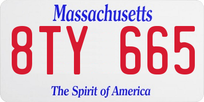 MA license plate 8TY665