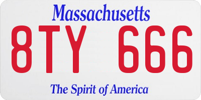 MA license plate 8TY666