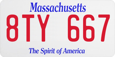 MA license plate 8TY667