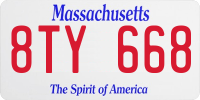 MA license plate 8TY668