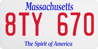 MA license plate 8TY670