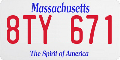MA license plate 8TY671