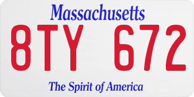 MA license plate 8TY672
