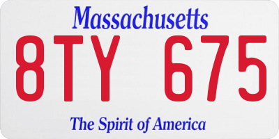 MA license plate 8TY675