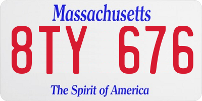 MA license plate 8TY676