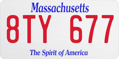 MA license plate 8TY677