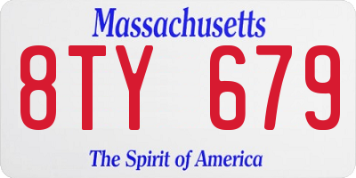 MA license plate 8TY679