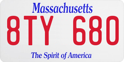 MA license plate 8TY680
