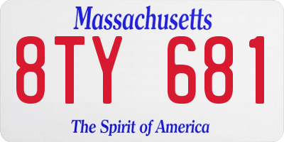 MA license plate 8TY681