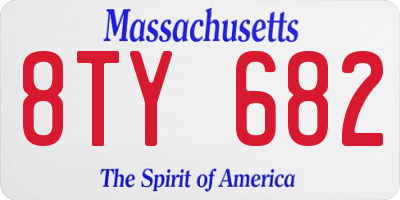 MA license plate 8TY682