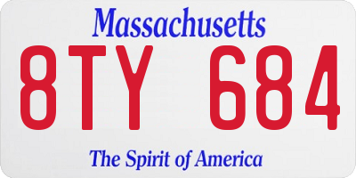 MA license plate 8TY684