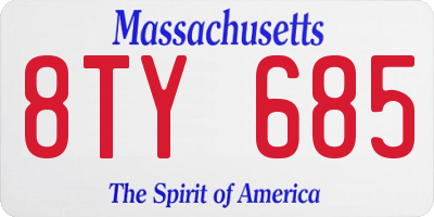 MA license plate 8TY685