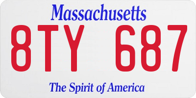 MA license plate 8TY687
