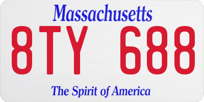 MA license plate 8TY688