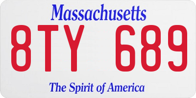 MA license plate 8TY689