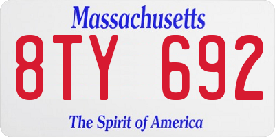 MA license plate 8TY692
