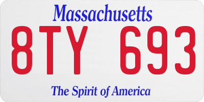 MA license plate 8TY693