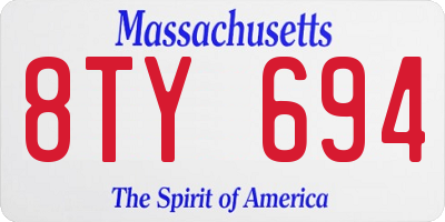 MA license plate 8TY694