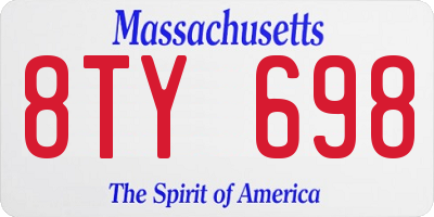 MA license plate 8TY698