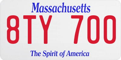 MA license plate 8TY700
