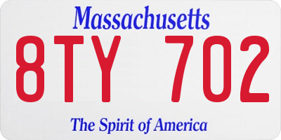 MA license plate 8TY702