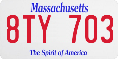 MA license plate 8TY703
