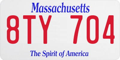 MA license plate 8TY704