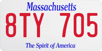 MA license plate 8TY705