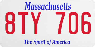 MA license plate 8TY706