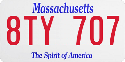 MA license plate 8TY707