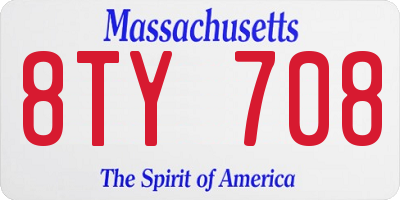 MA license plate 8TY708