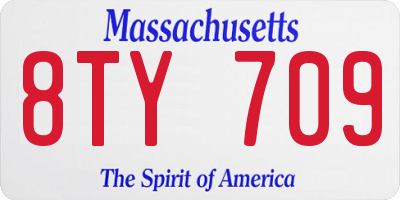 MA license plate 8TY709