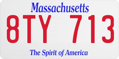 MA license plate 8TY713