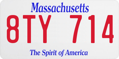 MA license plate 8TY714