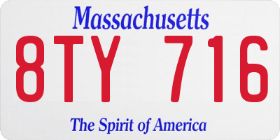 MA license plate 8TY716