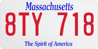 MA license plate 8TY718