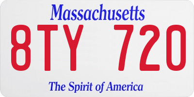 MA license plate 8TY720