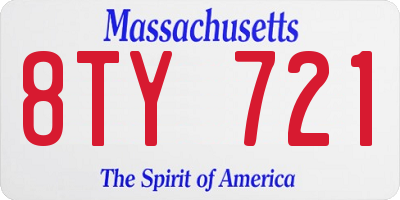 MA license plate 8TY721