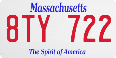 MA license plate 8TY722